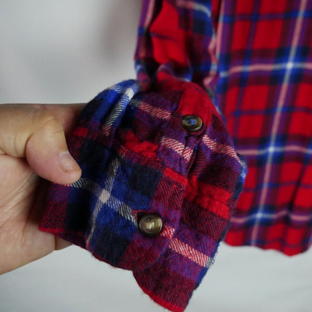 American Eagle Women's Size S Flannel Shirt Boyfriend Fit Soft Plaid Red - Picture 12 of 13